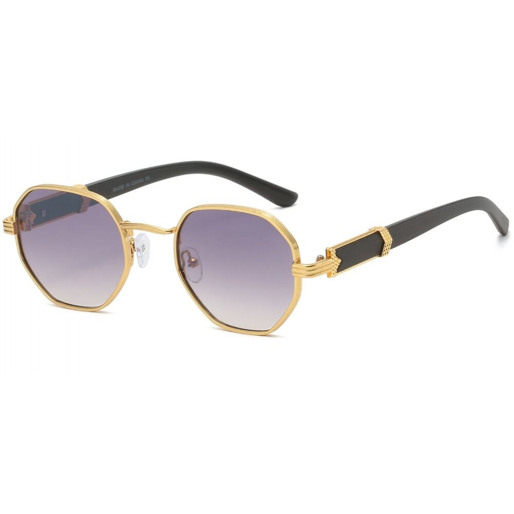 Men Sunglasses Black Lens Fashion Retro Shades Gold Metal Hip Hop‎ Lentes Gafas